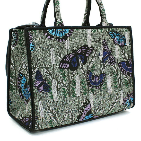 Furla Opportunity Jacquard Leather Tote Bag Beige - Picture 4 of 9